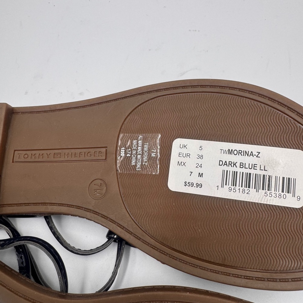 NEW Tommy Hilfiger Morina-Z DarkBlue Strappy Thong Sandals Womens 7M TStrap Flat - Picture 6 of 10